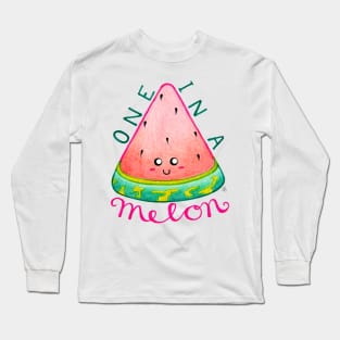 One in a Melon - Kawaii Happy Watermelon with Text Long Sleeve T-Shirt